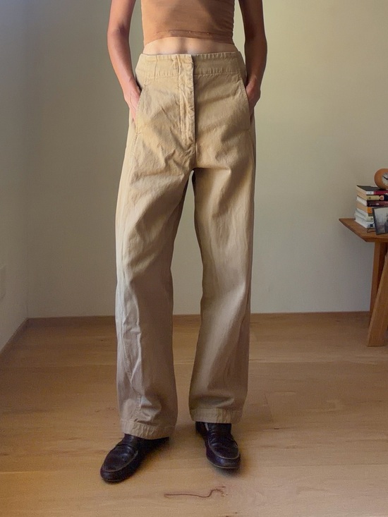 Shaina Mote Pants - High-Rise Wide-Leg Pants in Light Tan